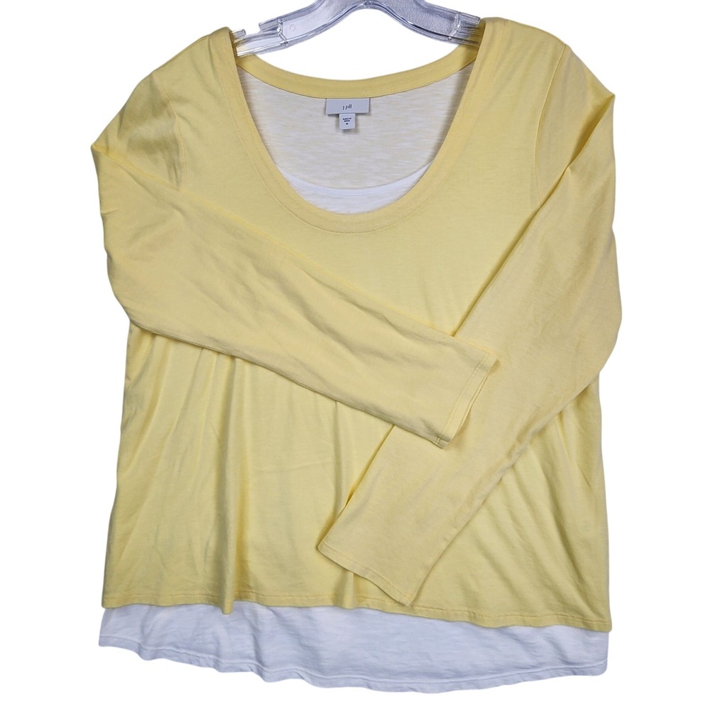 J. Jill Yellow Double Layer Long Sleeve‎ Tee Size M Coastal Minimalist Casual